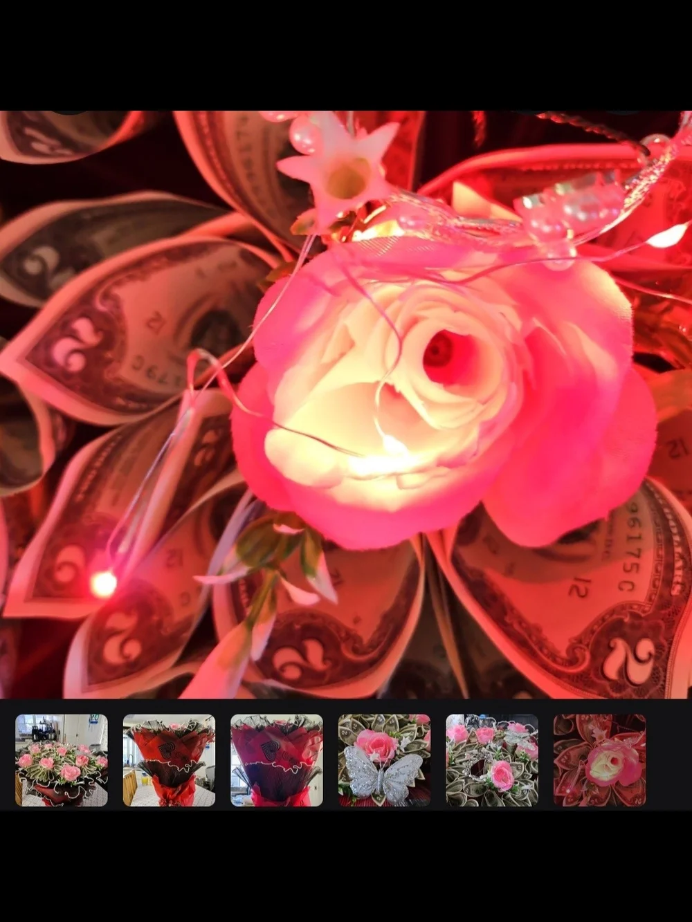Decorative Pink Rose Money Bouquet - Home Accents
